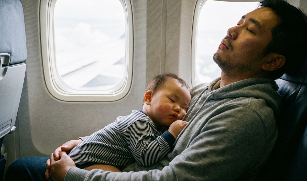 Travel tips - baby sleeping with a parent on the plane