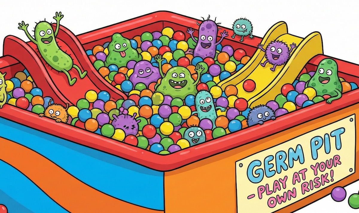 Ball pit full of germs and bacteria
