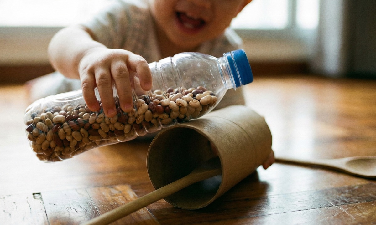 Sound makers using recycled material at home