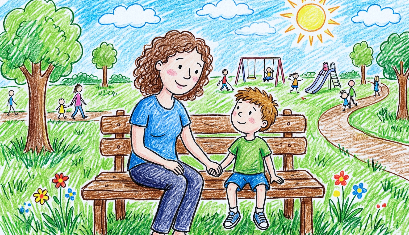 parent consoling a child at the park