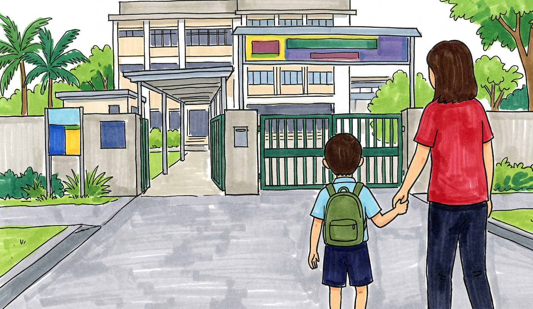 parent sending child to school